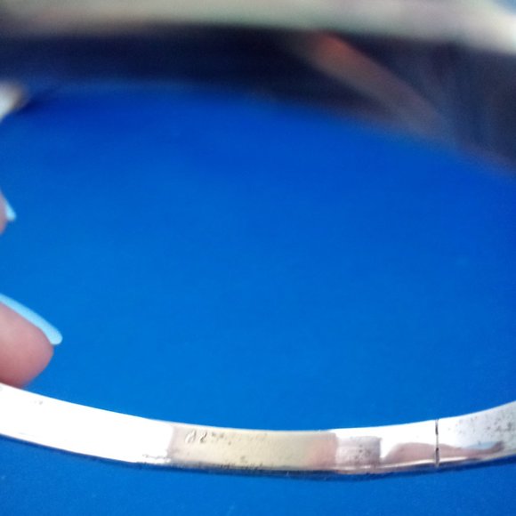 Vintage 925 silver engraved octagon bangle bracelet. - Picture 3 of 7